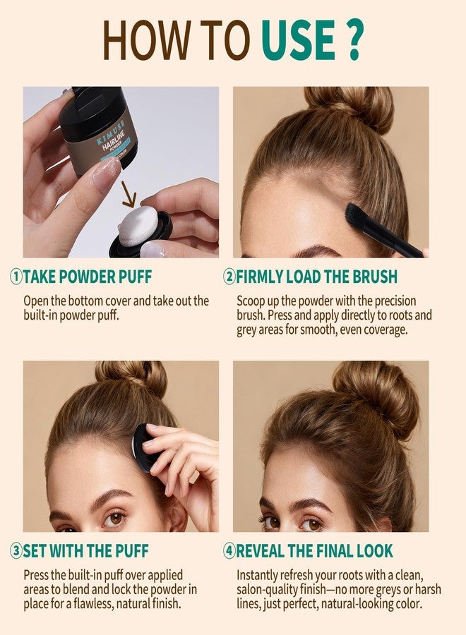 KIMUSE Hairline Powder, Root Touch Up Hair Color, Instantly Conceals Hair Loss, Bald Spot Thin Hair Powder with Dual-ended Hairline Brush for Women and Men, Transfer-proof & Sweat-proof - Image 4